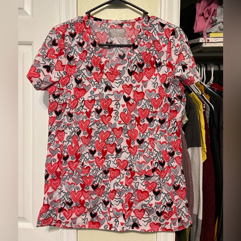 Valentine’s Day scrub top